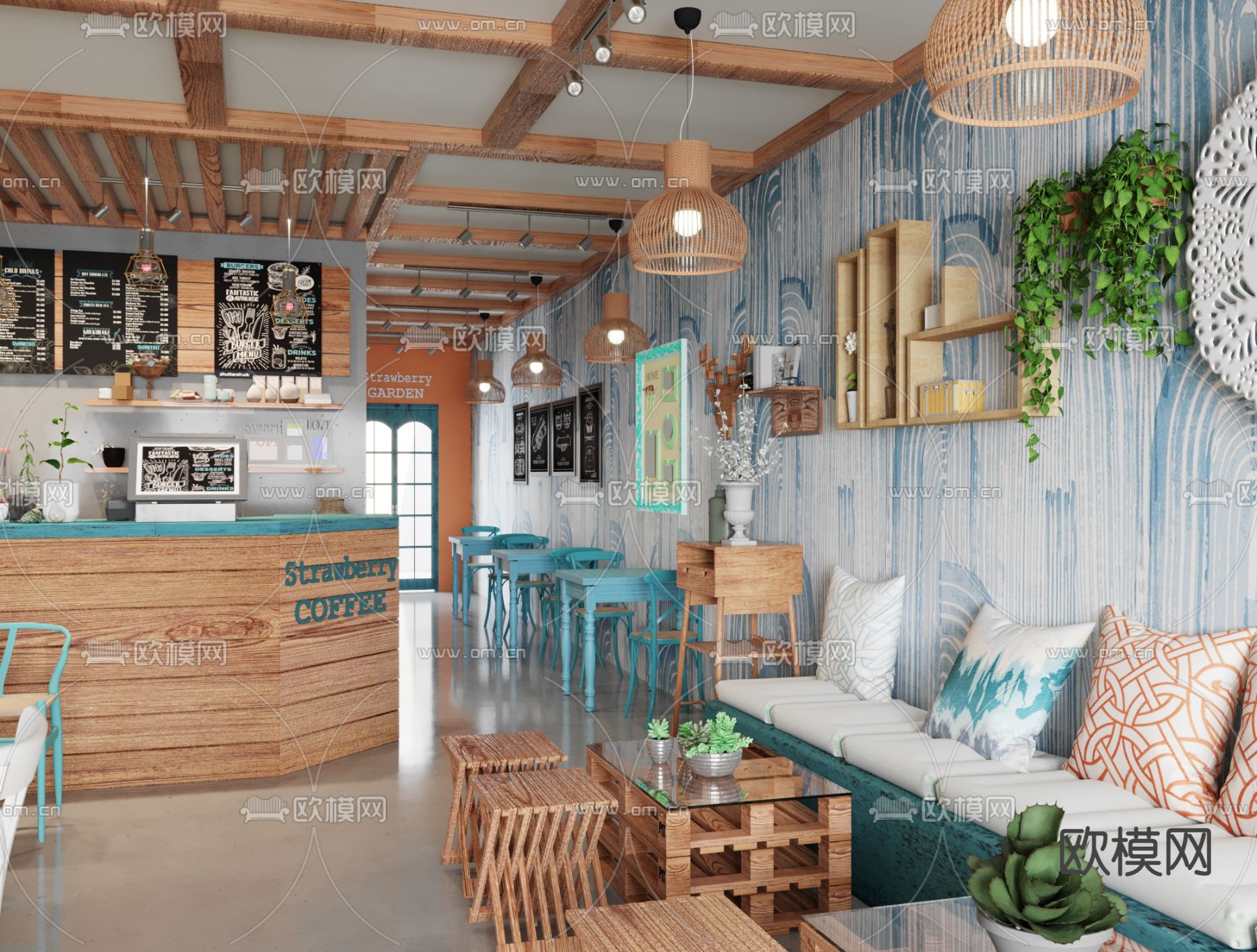 北欧咖啡厅3d模型下载（渲染图3）