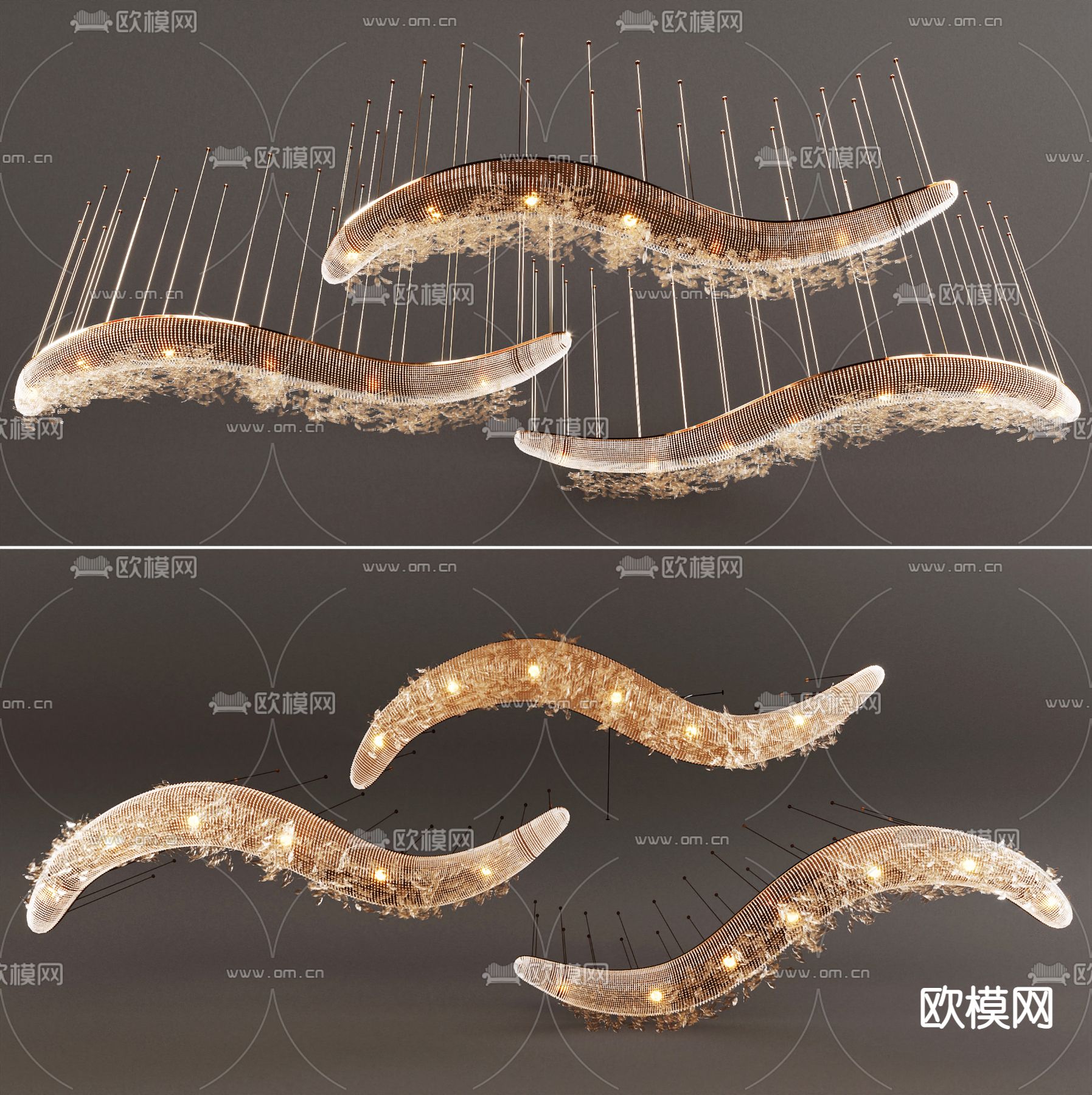 现代水晶装饰吊灯3d模型