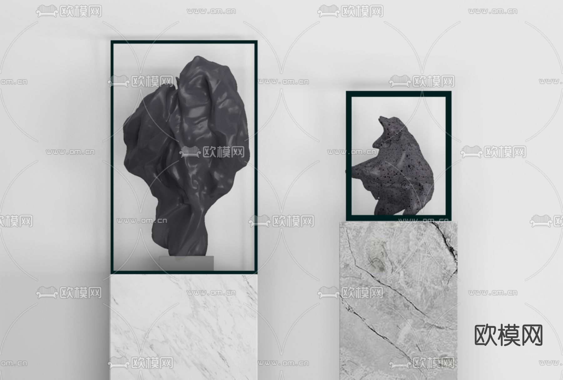 新中式雕塑免费3d模型下载