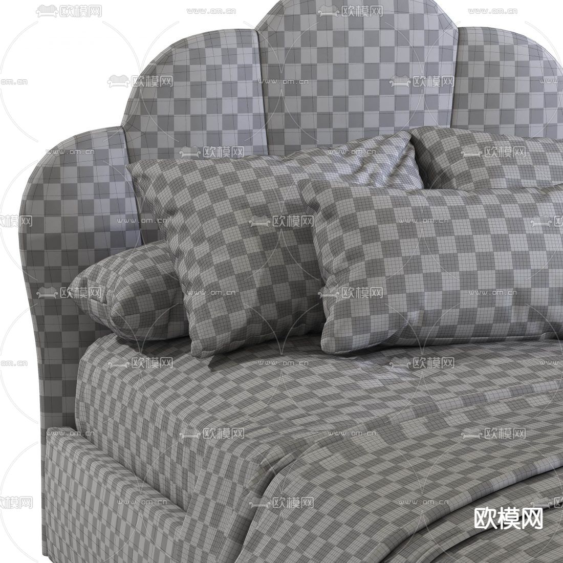 现代布艺单人床3d模型