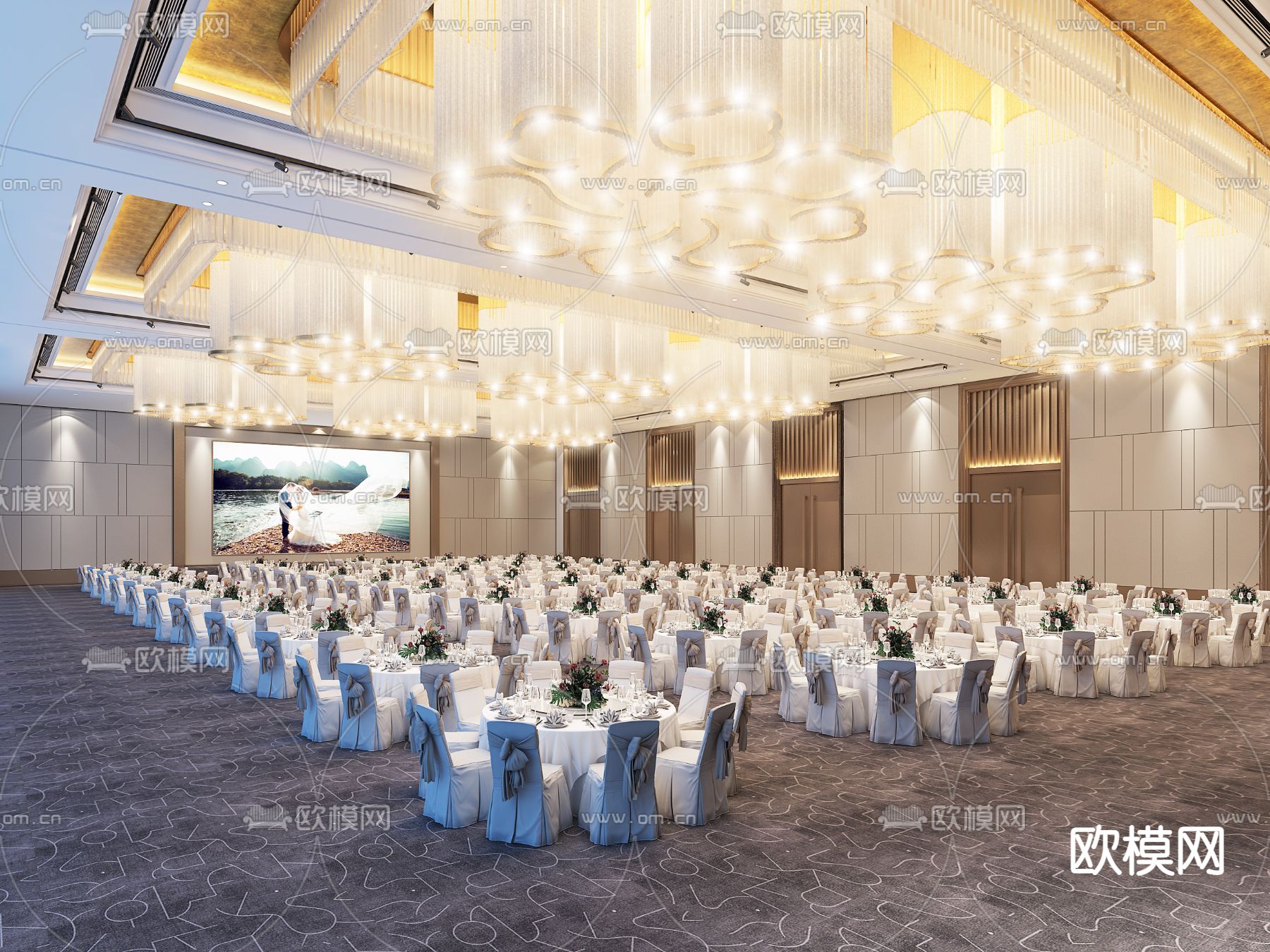 现代酒店宴会厅3d模型