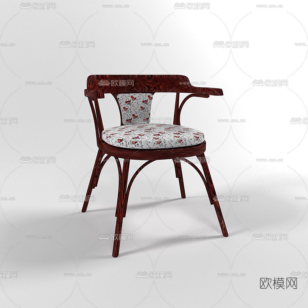 美式木质单椅免费3d模型下载