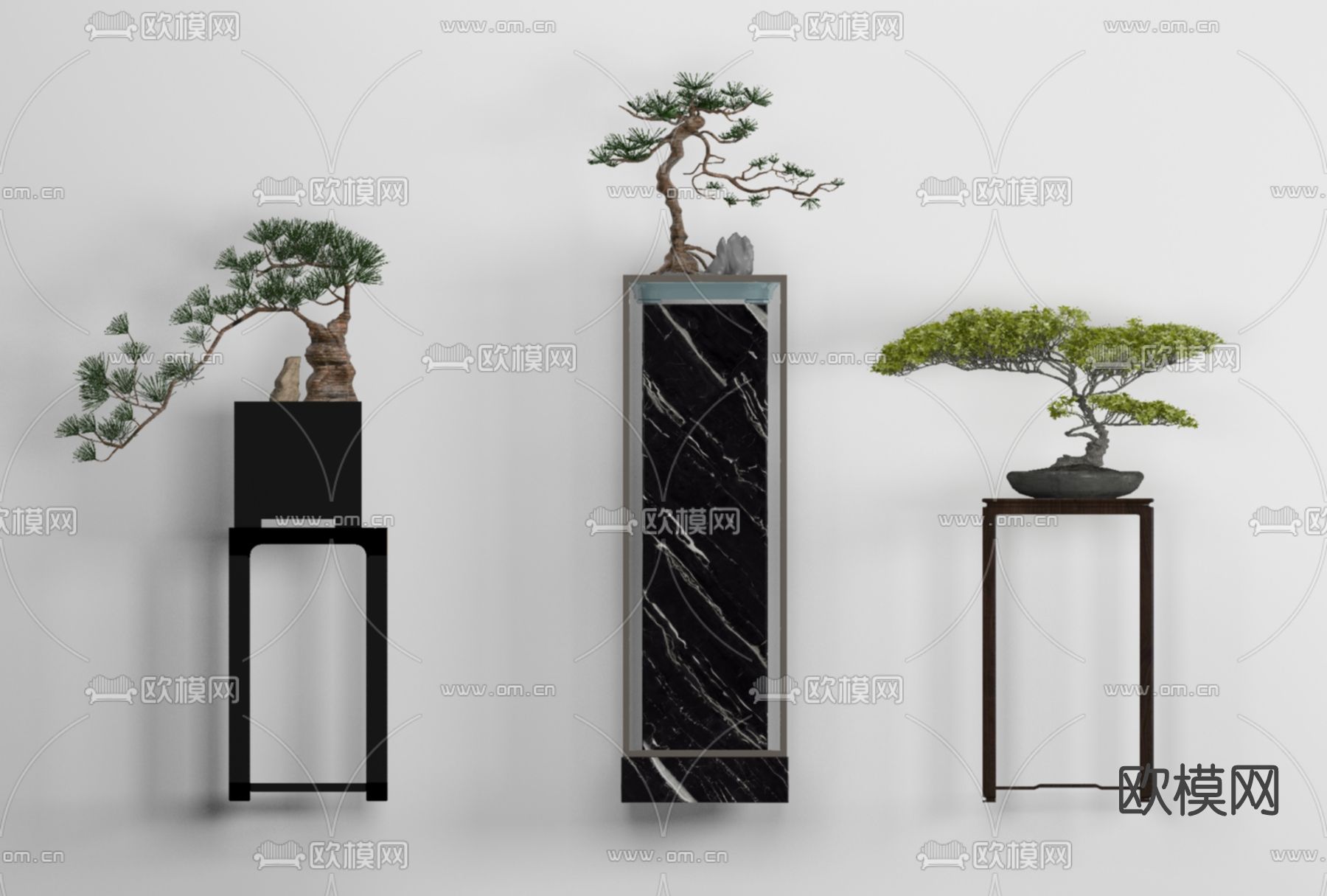 新中式松树盆栽免费3d模型下载