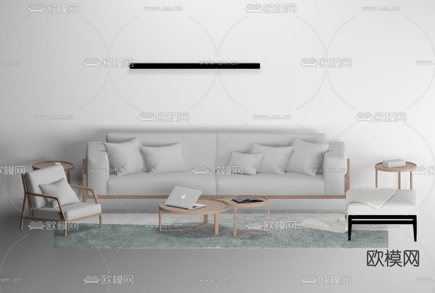 北欧沙发组合免费3d模型下载