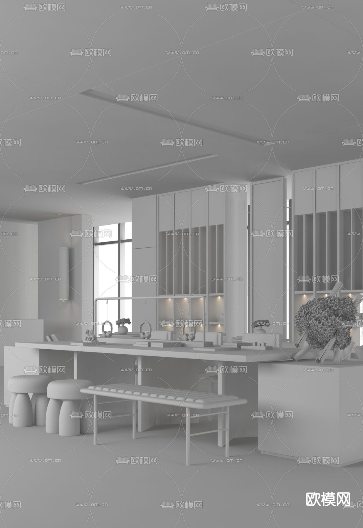 元禾大千 新中式售楼处洽谈区3d模型