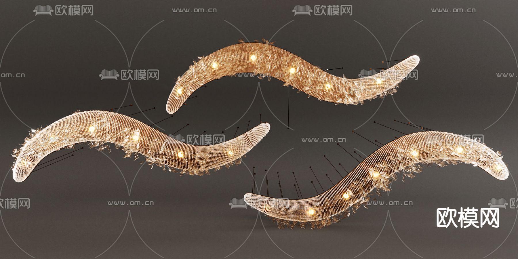 现代水晶装饰吊灯3d模型