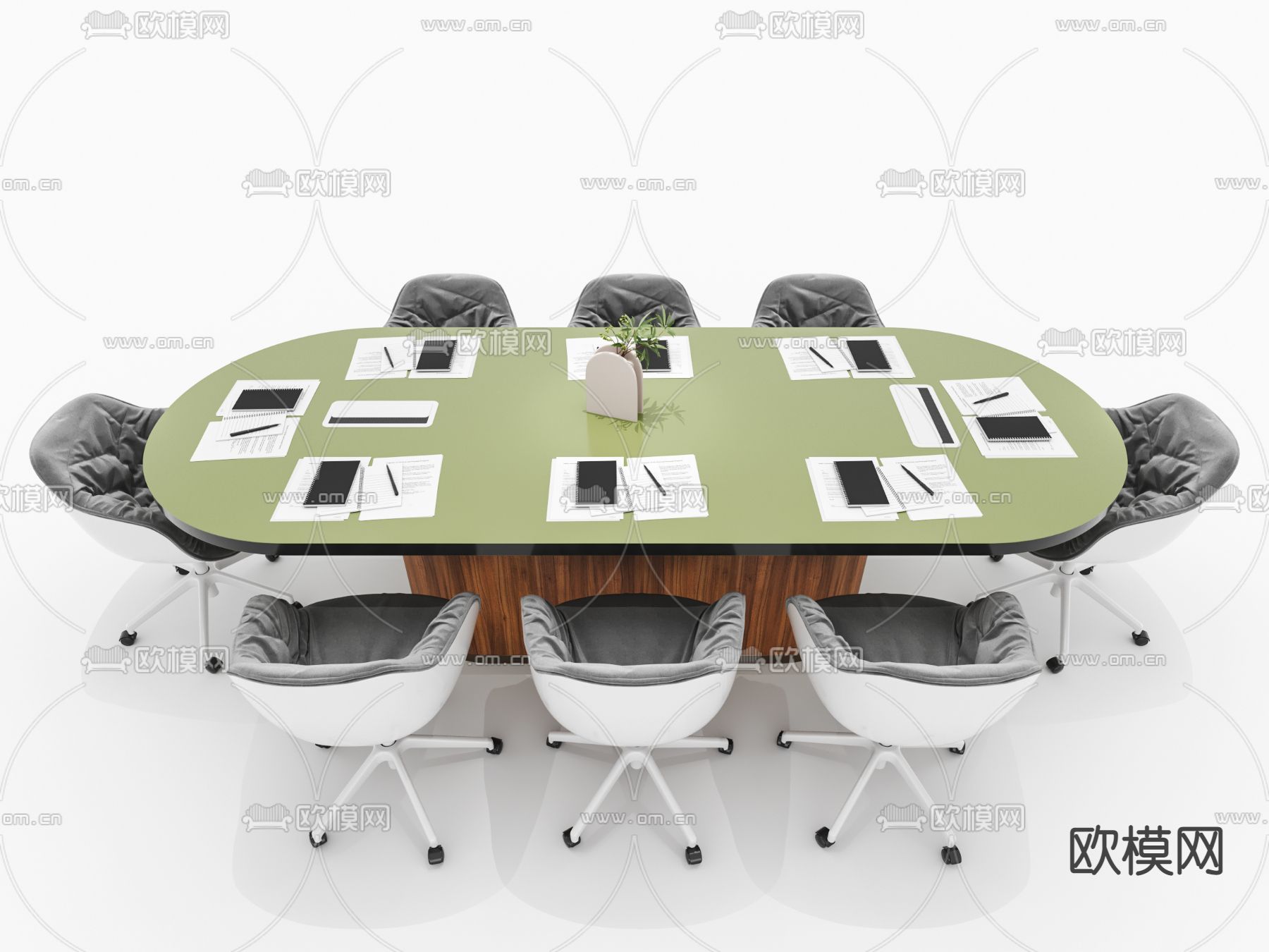 北欧会议桌椅3d模型下载（渲染图2）
