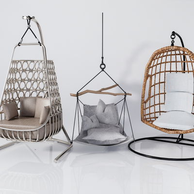  北欧藤编吊椅秋千椅su模型 