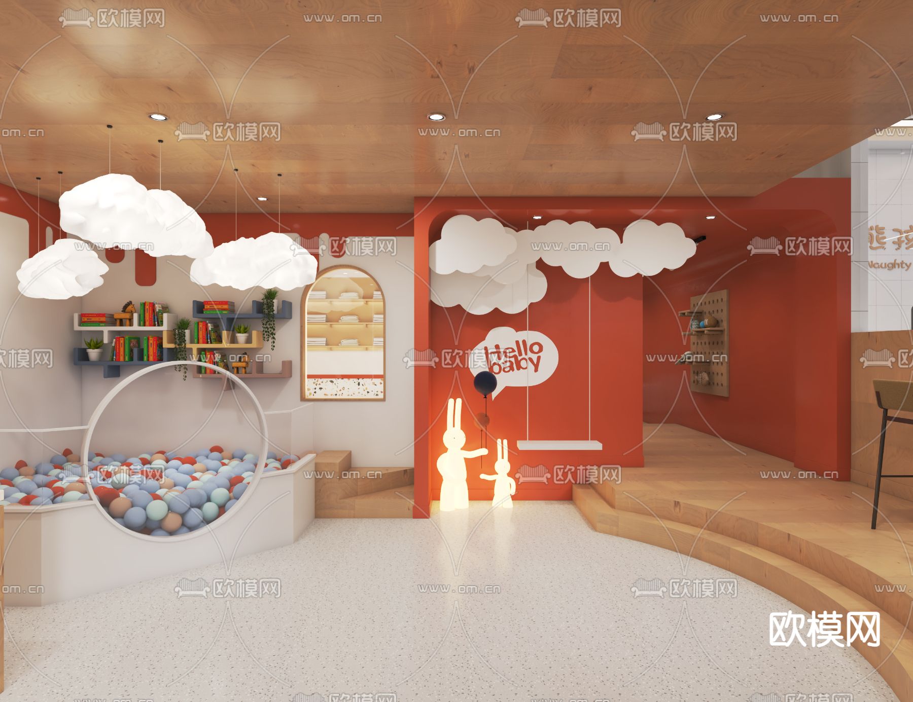 现代幼儿早教中心3d模型下载（渲染图1）