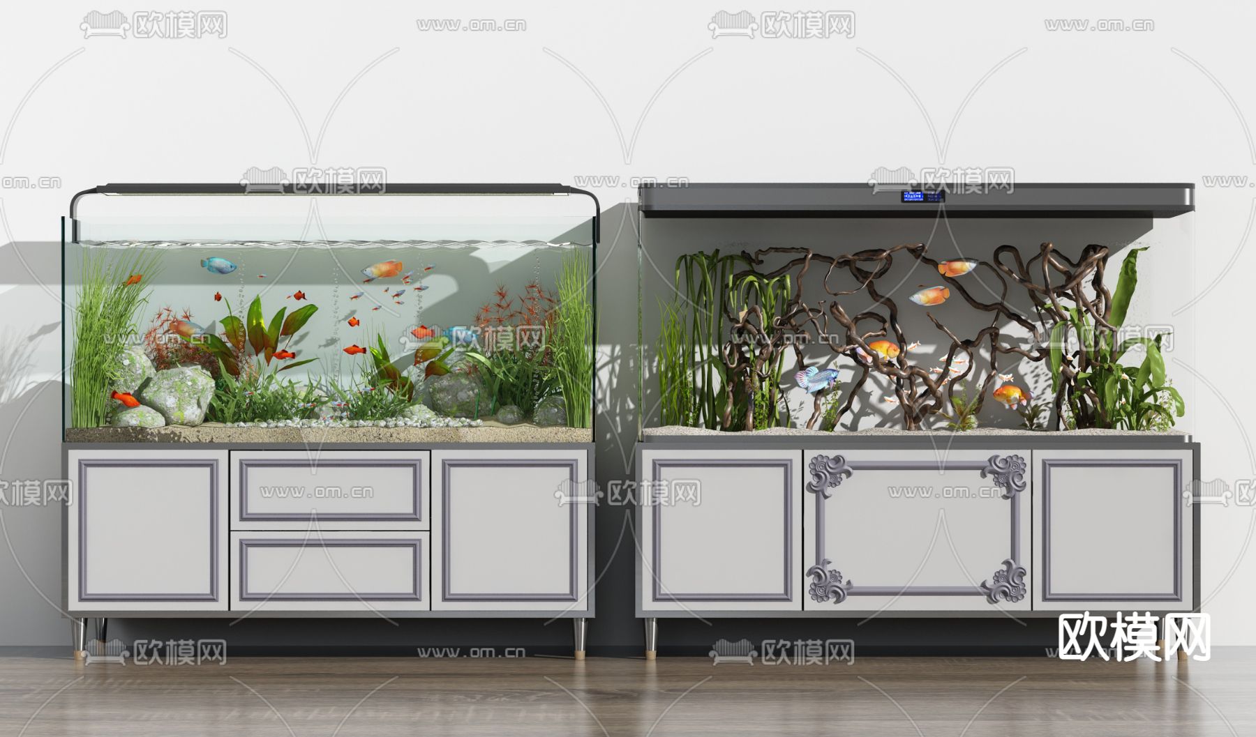 简欧水族箱鱼缸3d模型