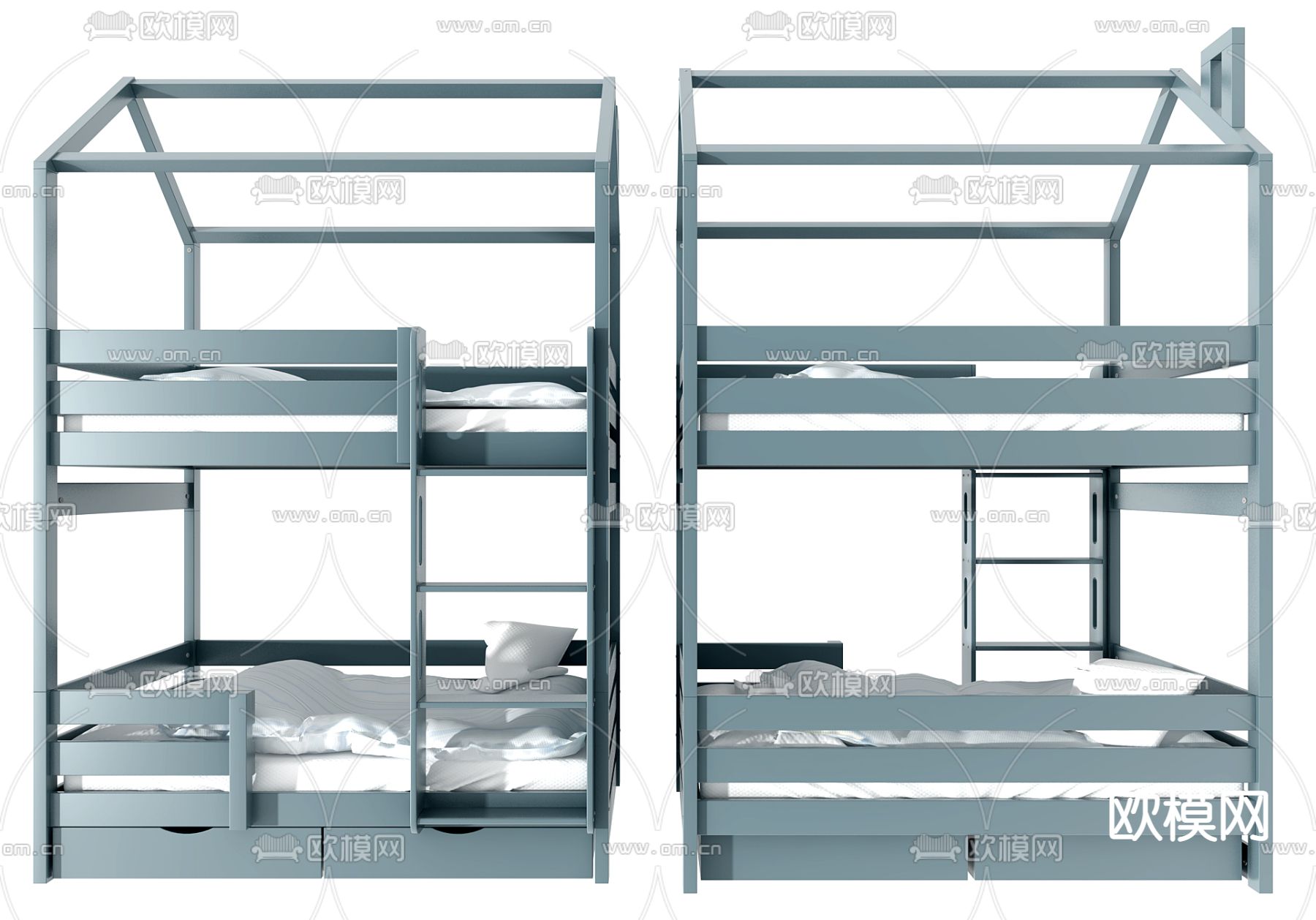 现代上下铺儿童床3d模型下载