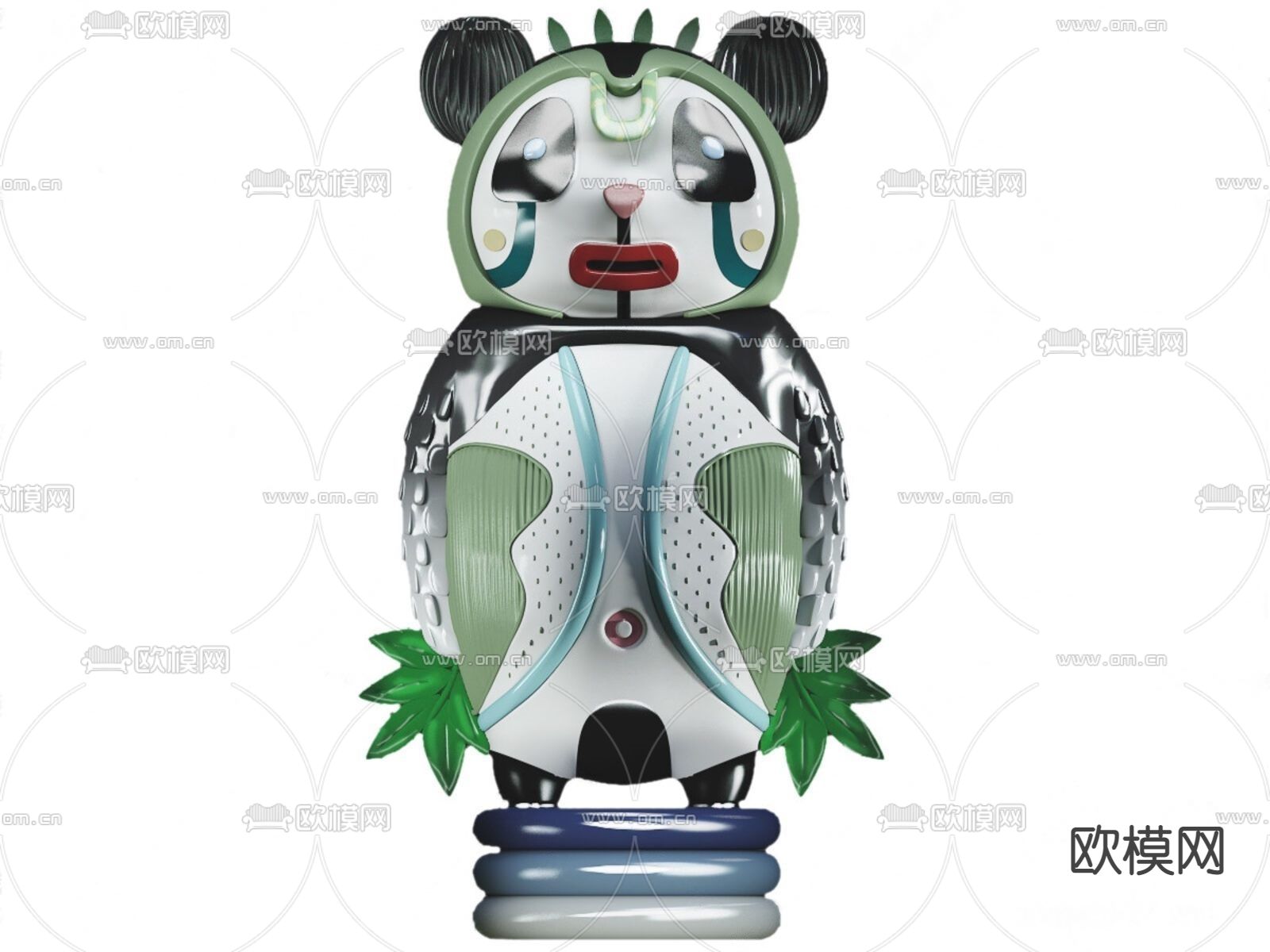 现代卡通熊猫雕塑摆件3d模型