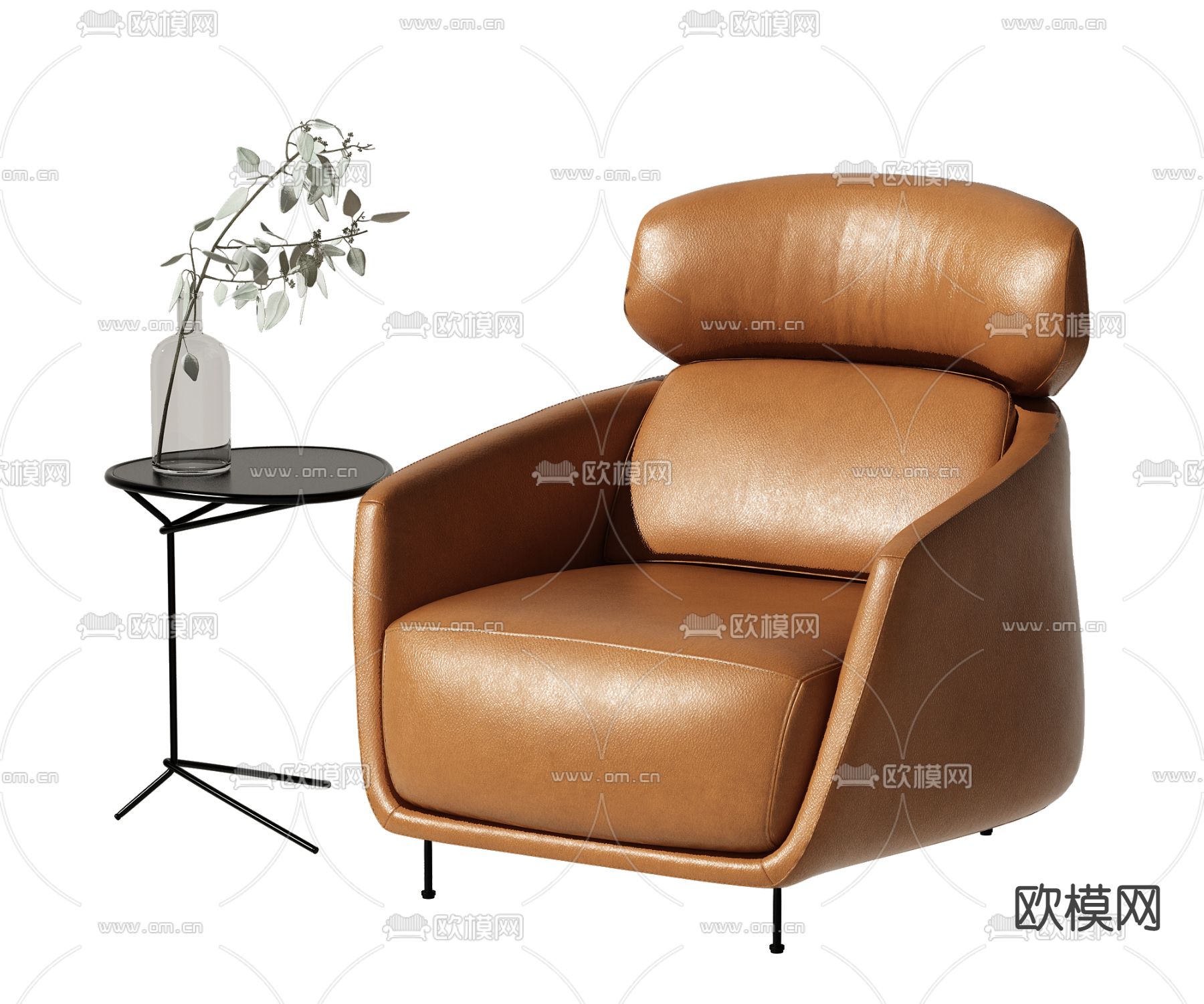 现代皮革单人沙发3d模型下载