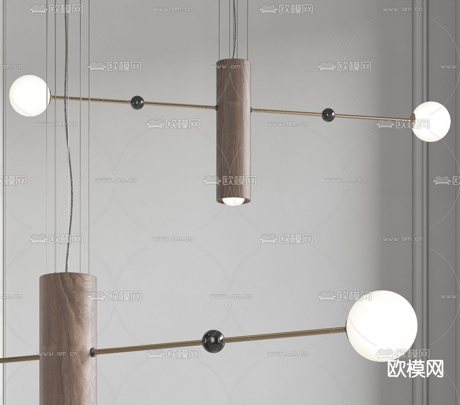 现代轻奢吊灯su模型下载（渲染图1）