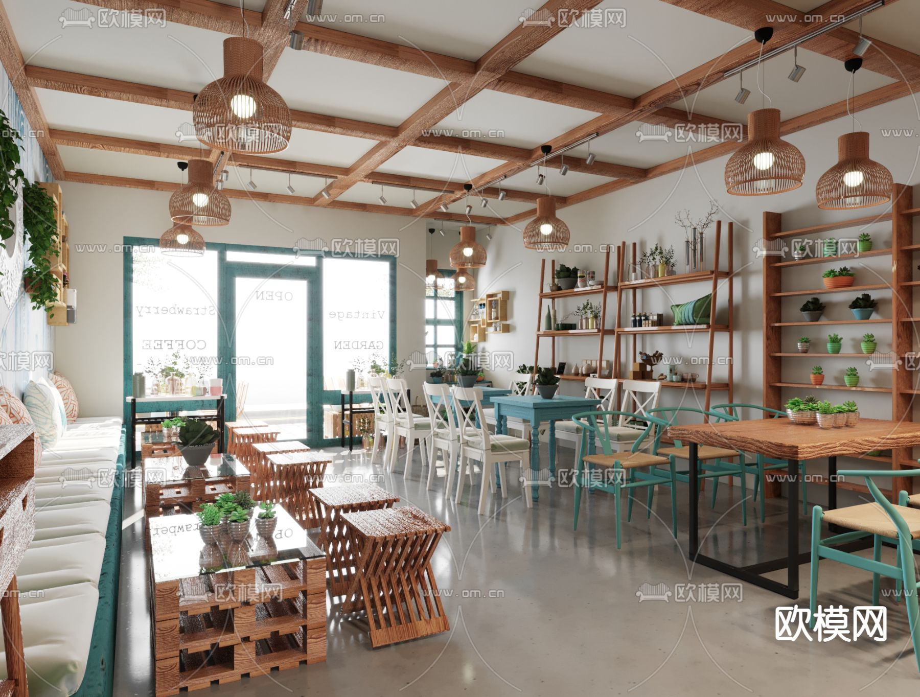 北欧咖啡厅3d模型下载（渲染图2）