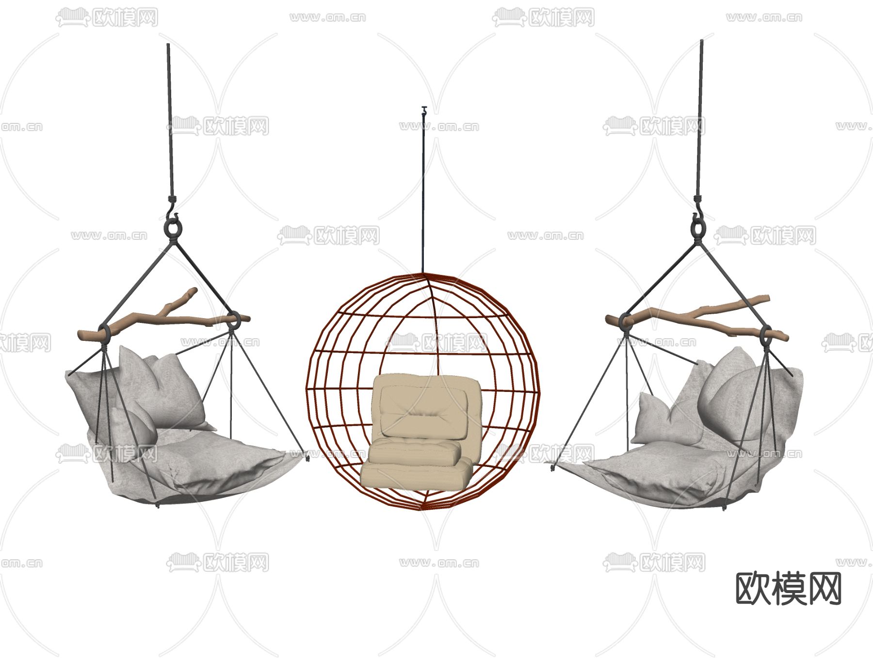 北欧吊椅su模型下载（渲染图2）