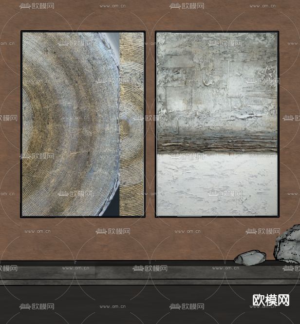 侘寂装饰画su模型下载（渲染图2）