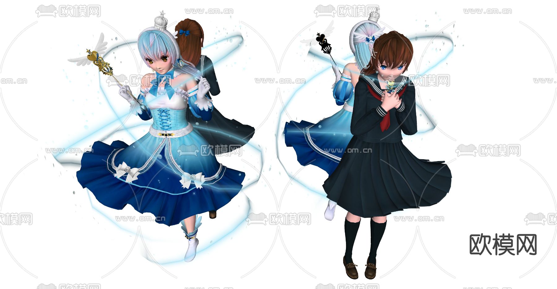 现代冰雪少女su模型下载（渲染图2）