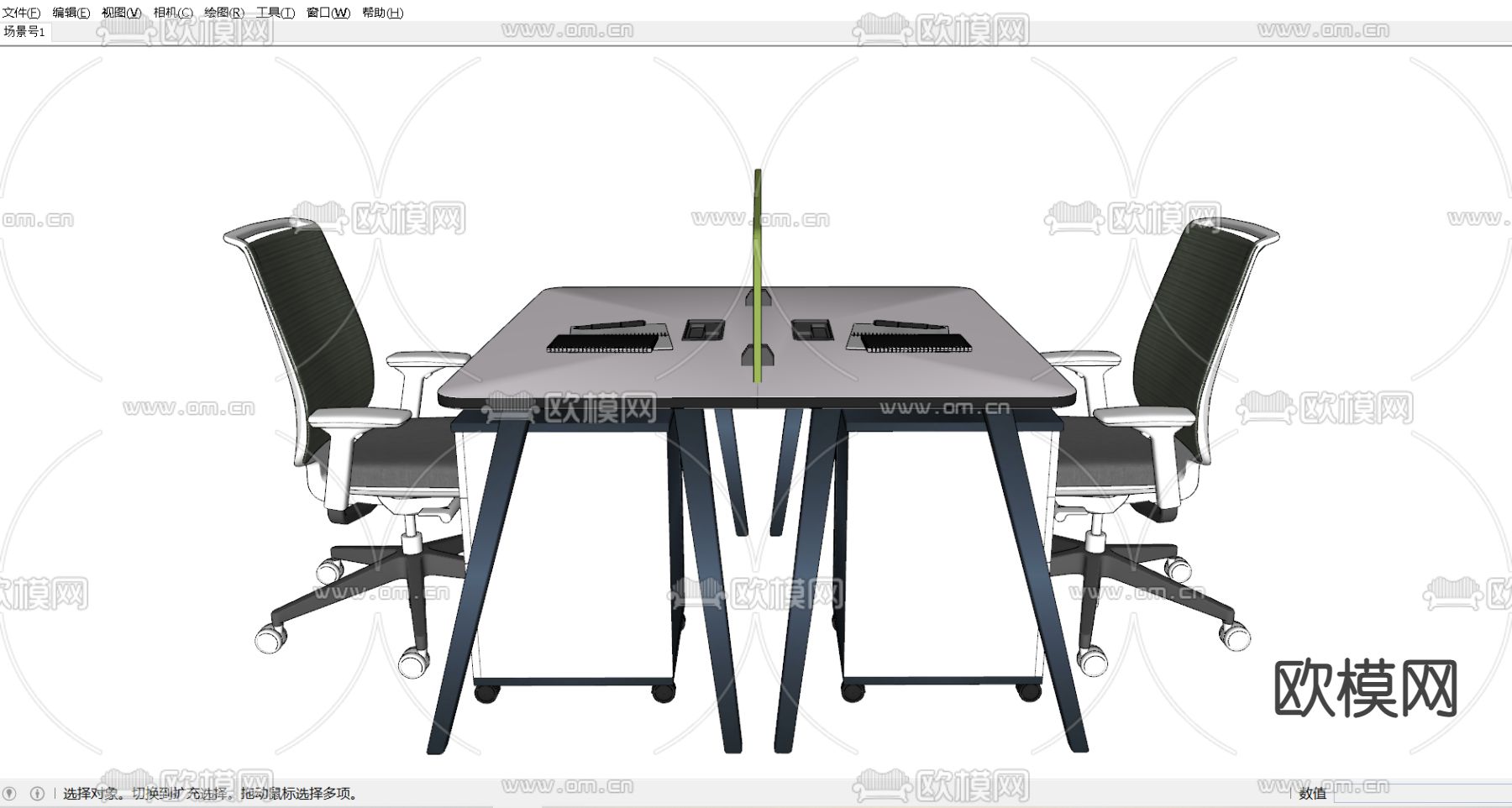 现代办公桌椅su模型下载（渲染图3）