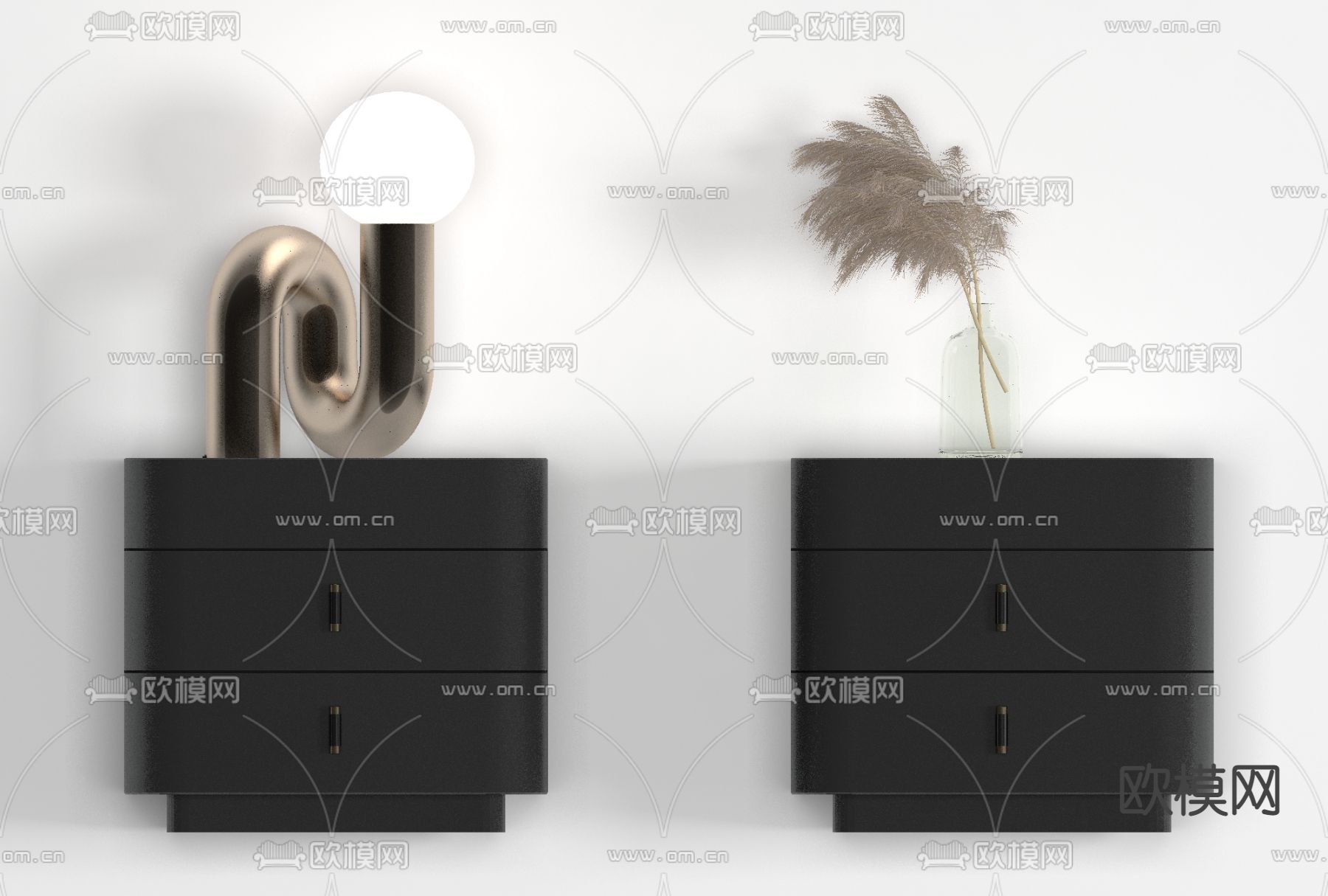 现代轻奢床头柜免费3d模型下载