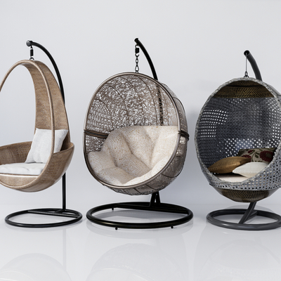  北欧藤编吊椅秋千椅su模型 