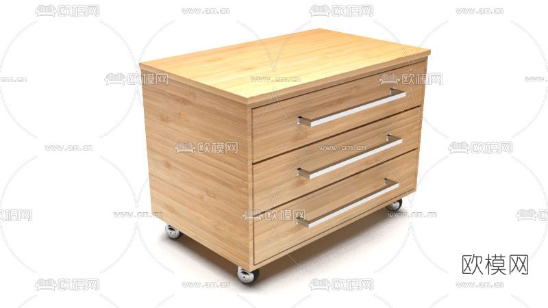 现代木质床头柜免费3d模型下载
