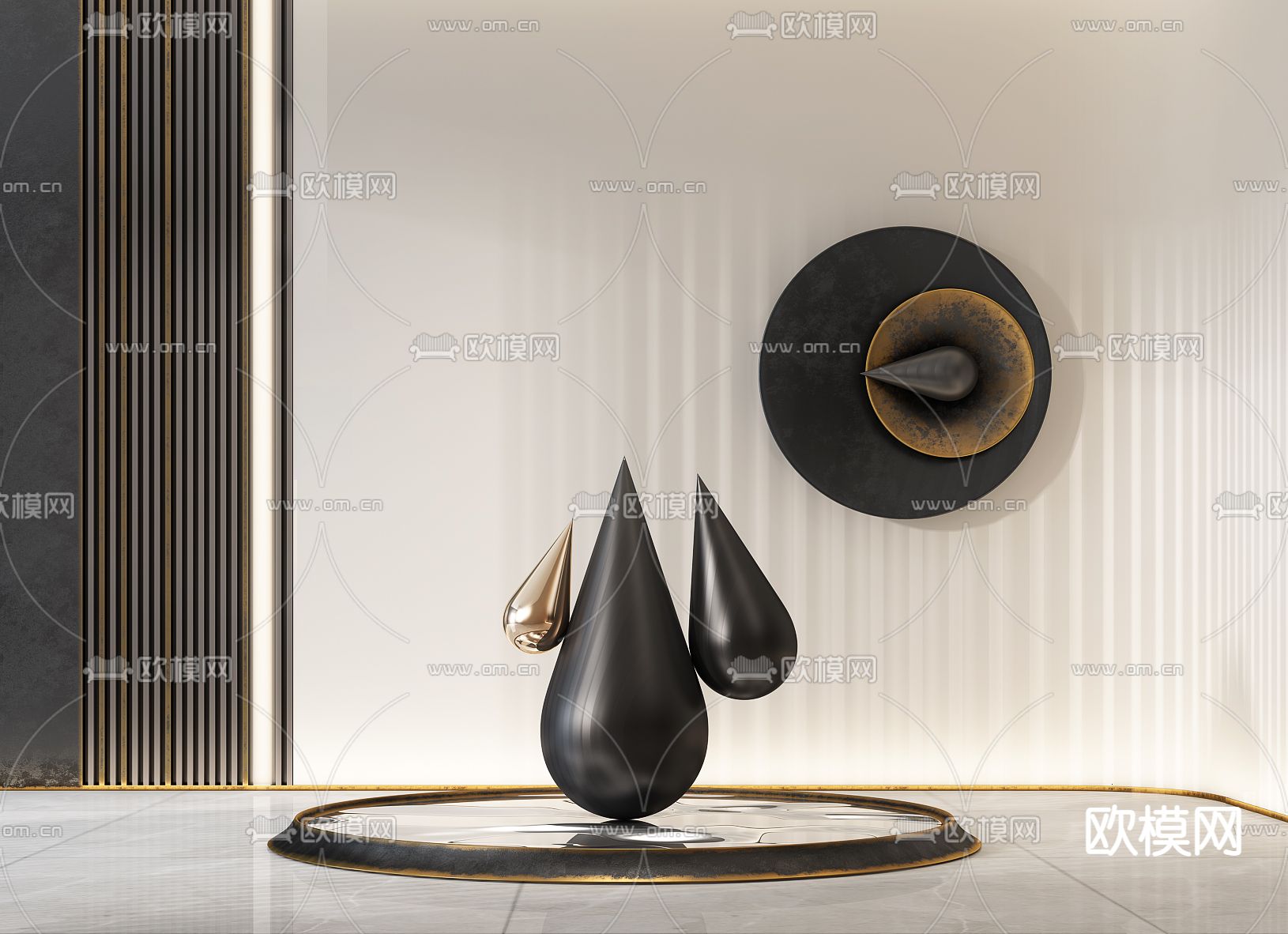 现代水滴雕塑摆件3d模型