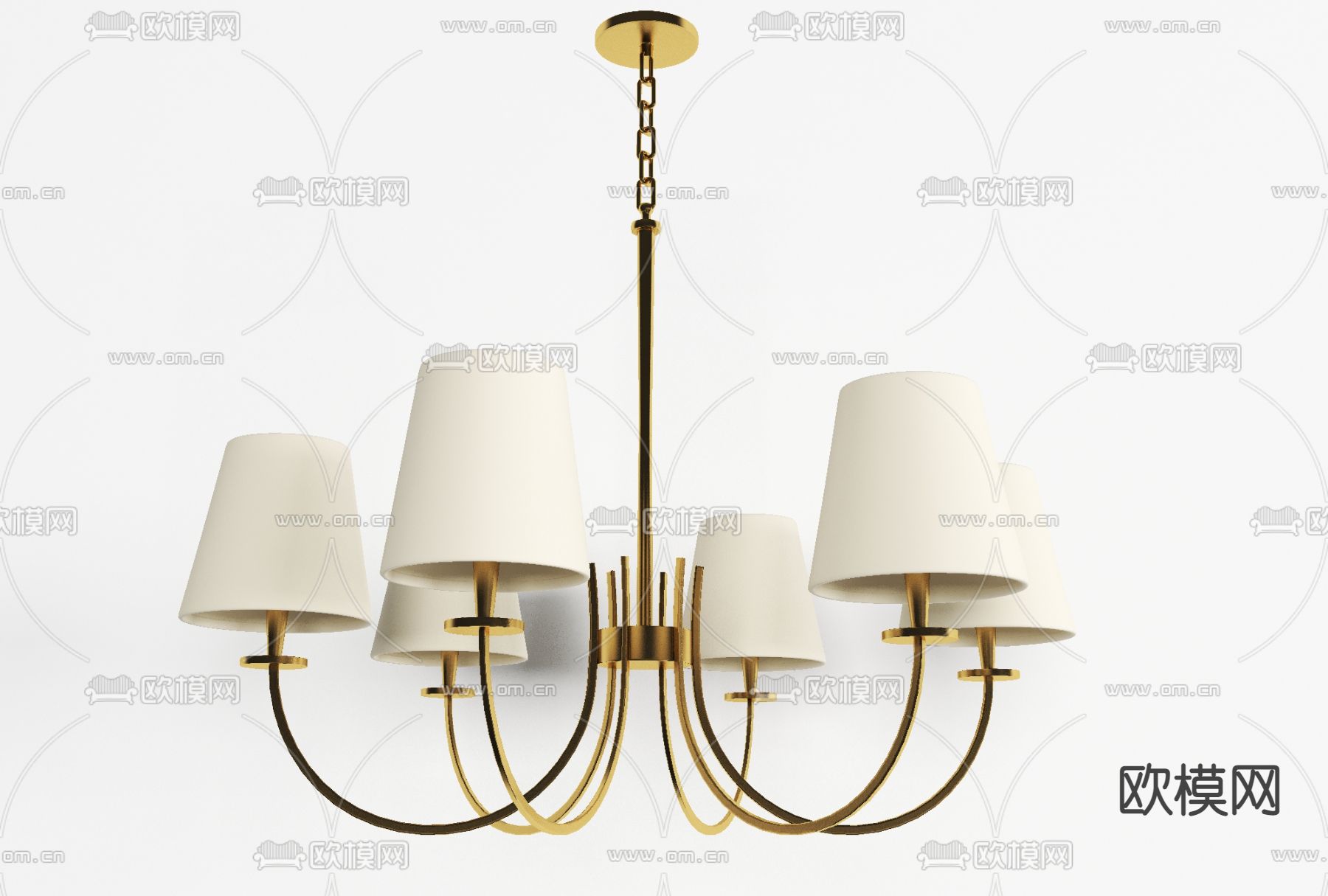 简欧轻奢多头吊灯免费3d模型下载