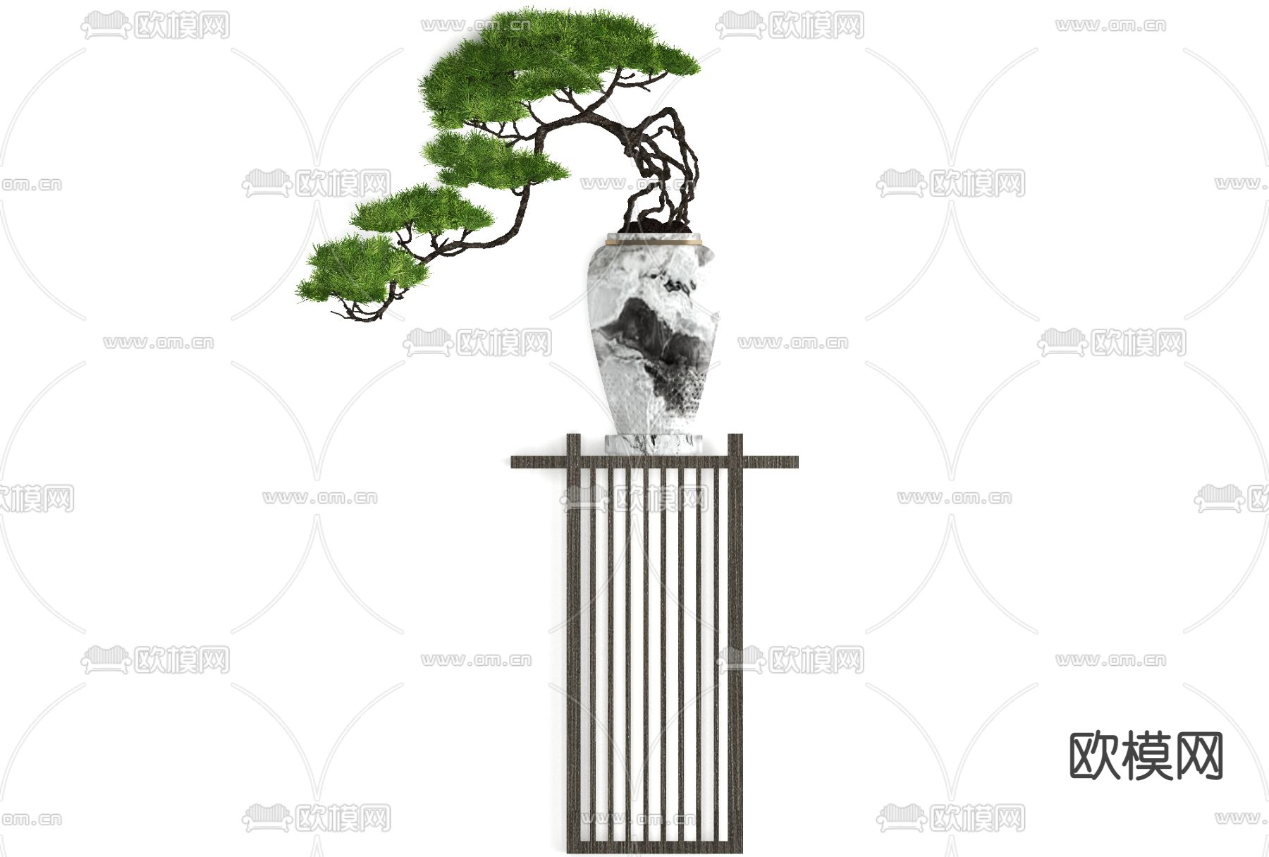 新中式盆景盆栽免费3d模型下载