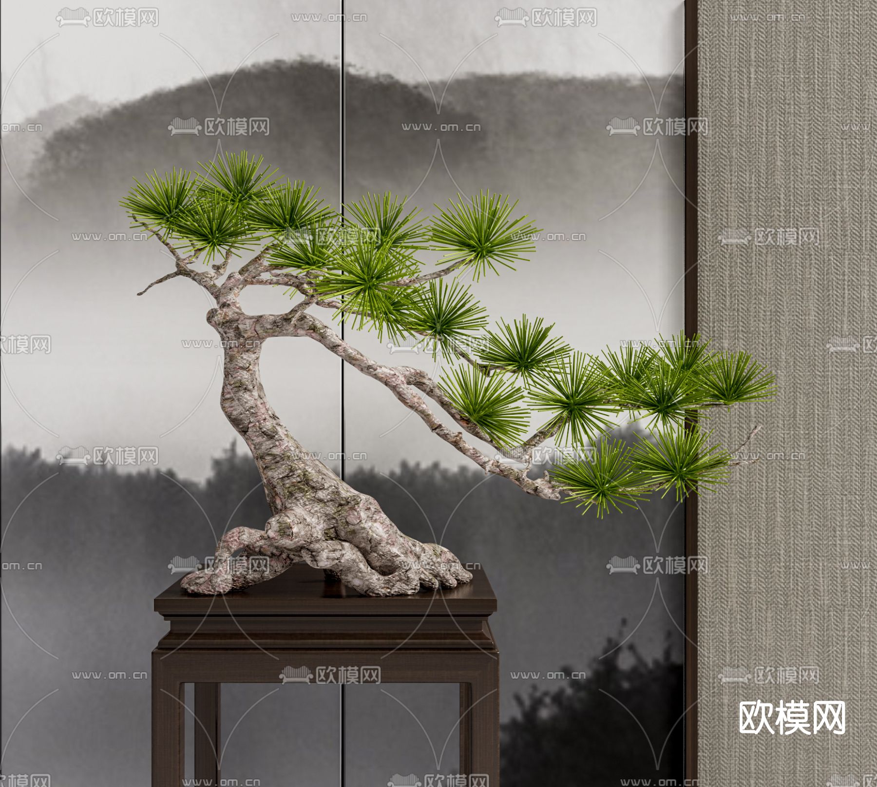 新中式绿植盆栽su模型