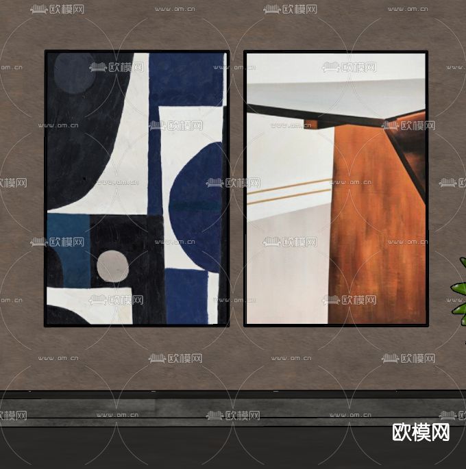 侘寂装饰画su模型下载（渲染图2）