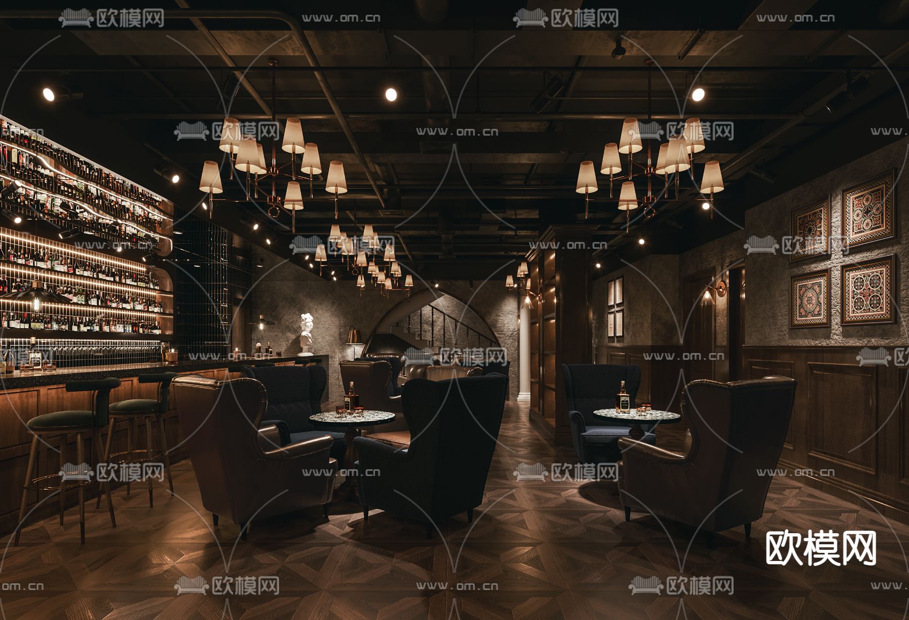 法式酒吧3d模型