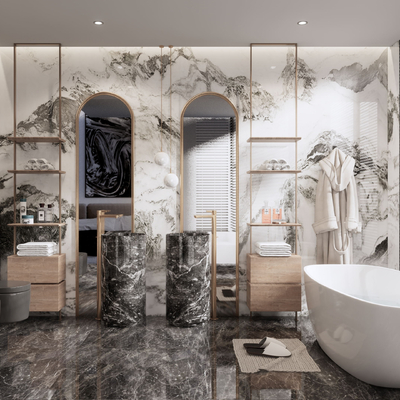  现代酒店卫生间su模型 