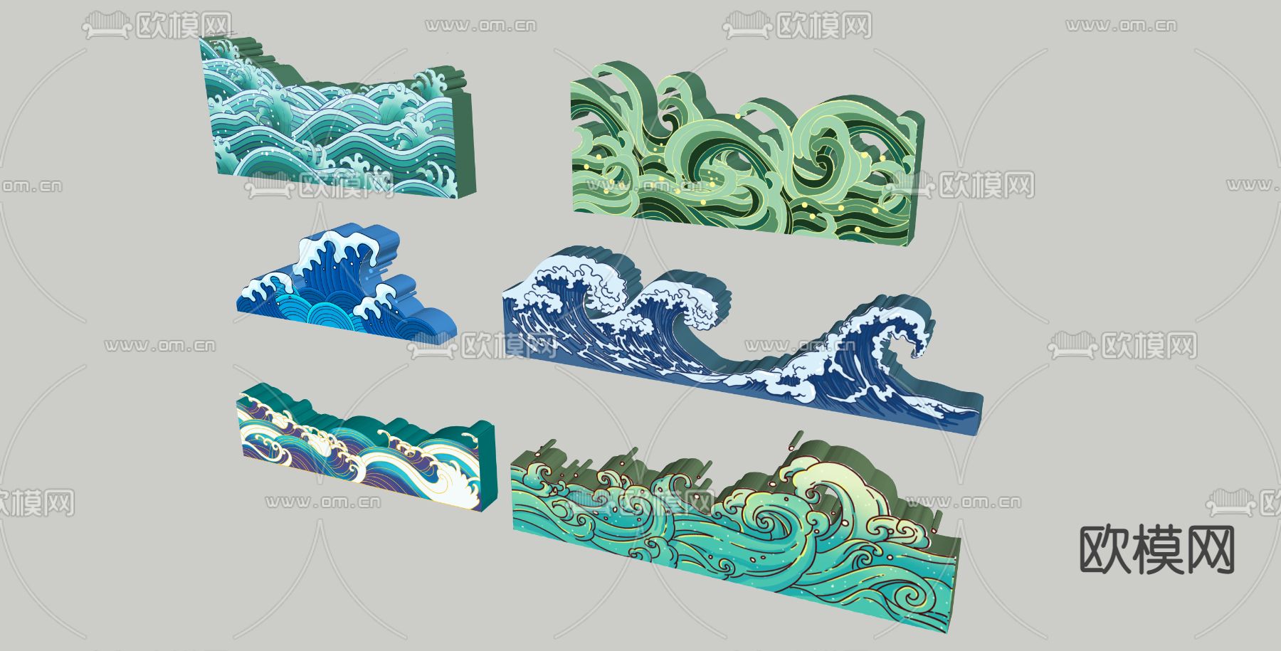 现代海浪雕塑su模型下载（渲染图1）