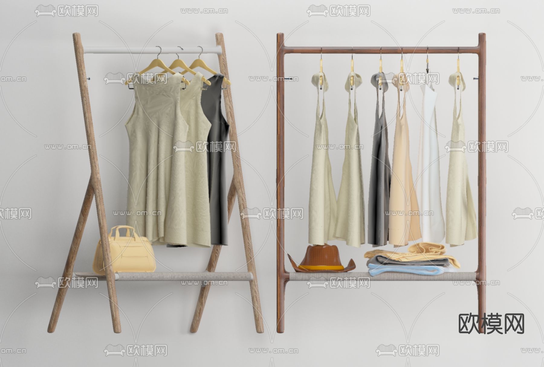 新中式服饰衣架免费3d模型下载