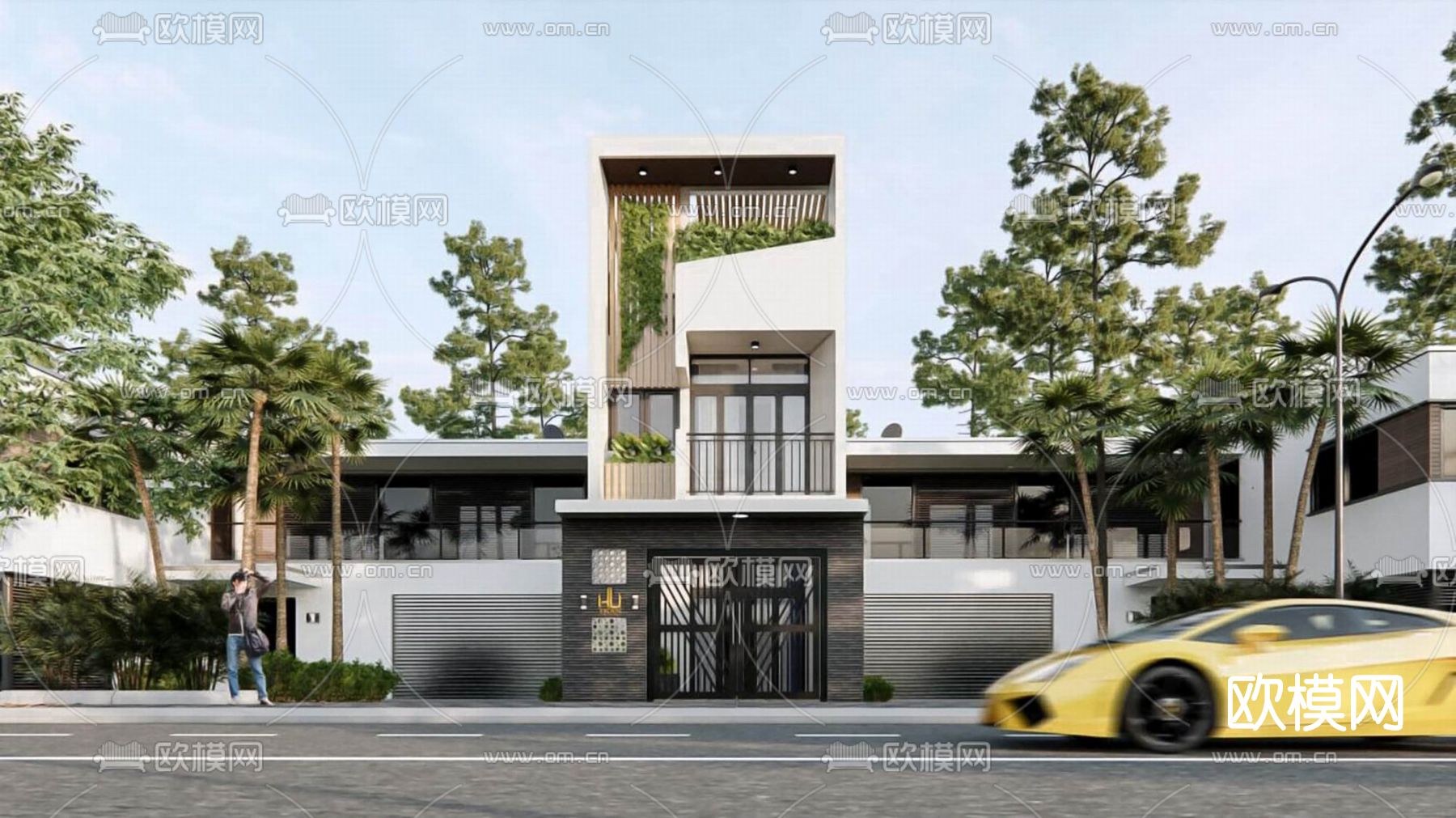 现代别墅外观su模型下载（渲染图1）