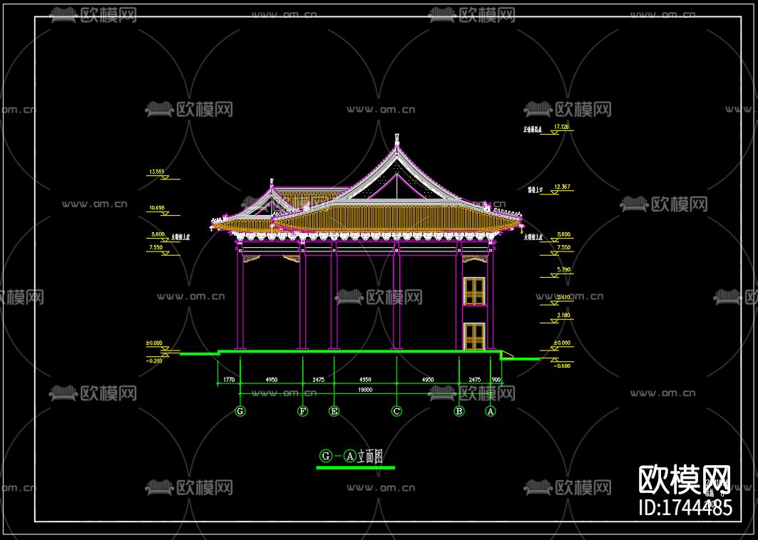 古寺建筑cad施工图下载（渲染图8）