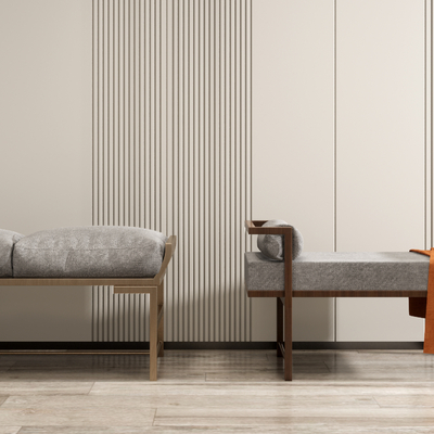  新中式床尾凳脚踏su模型 