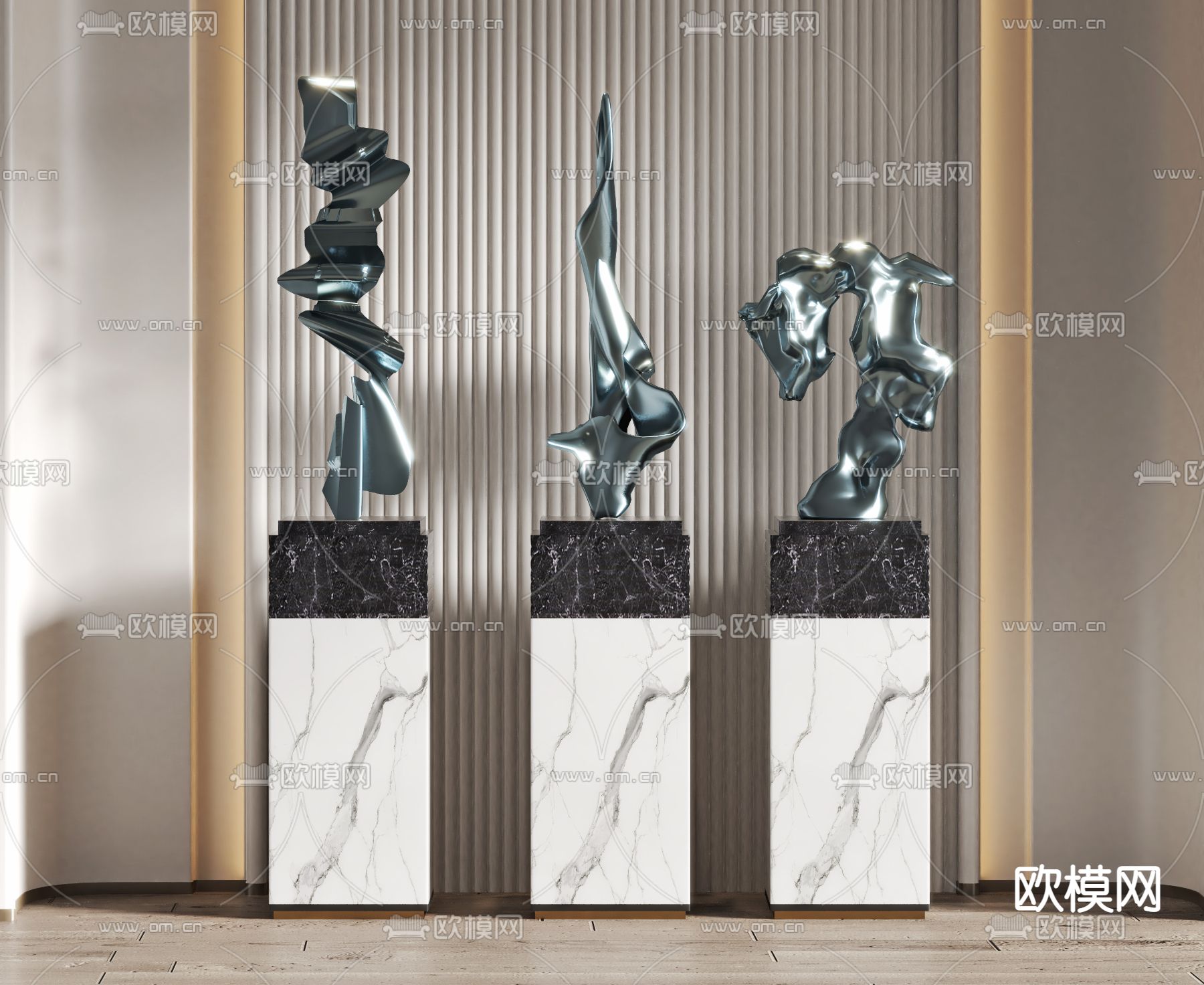 现代抽象雕塑摆件3d模型下载