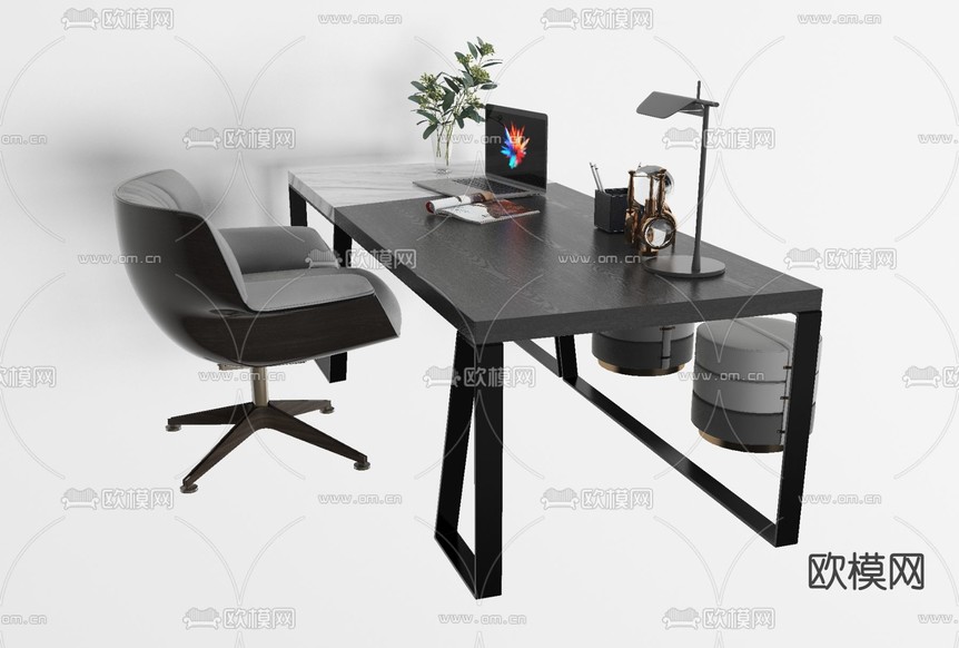 现代简约书桌椅免费3d模型下载_ID11594002_3dmax免费模型-欧模网