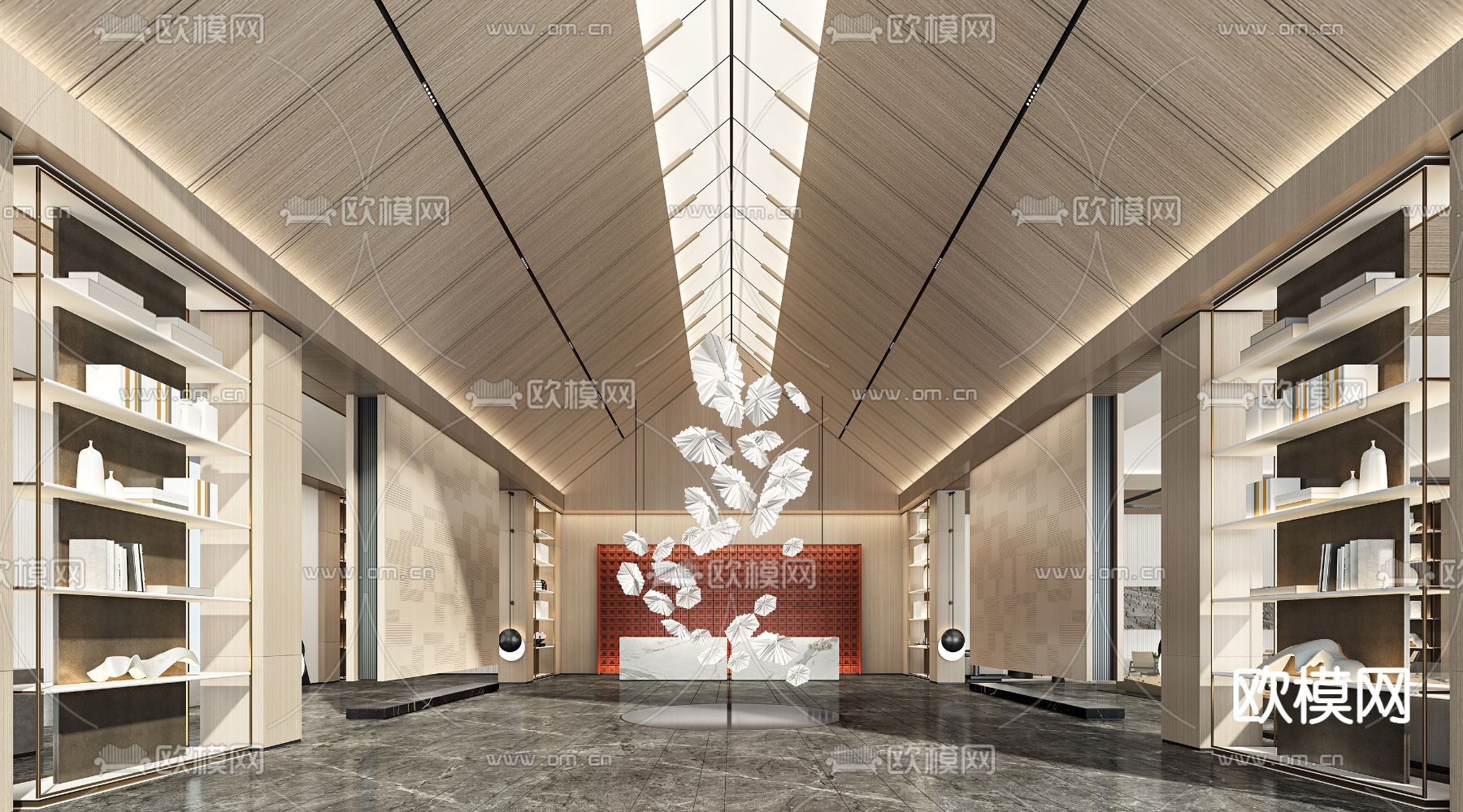 现代酒店大堂前台3d模型