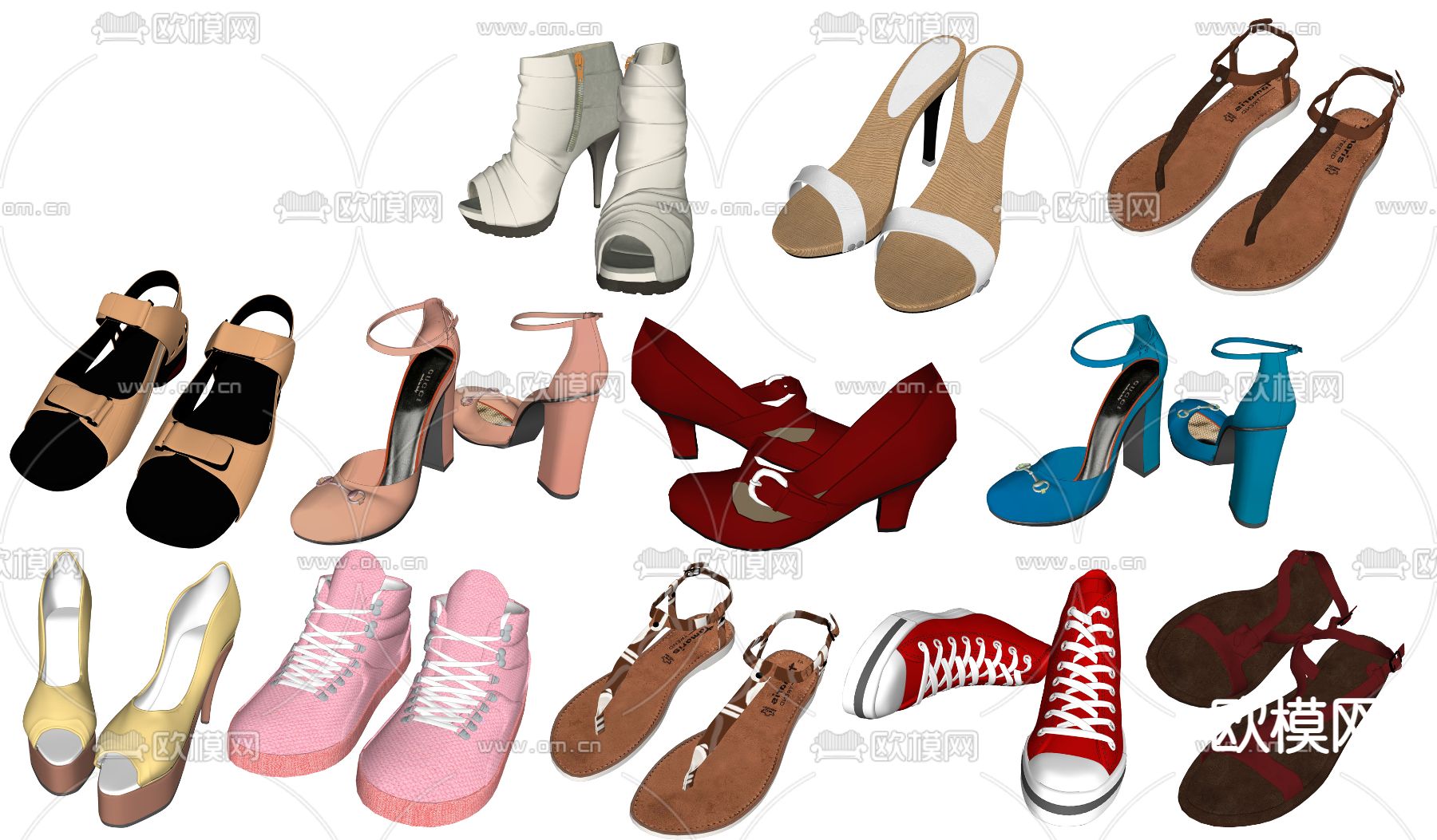 现代女士鞋su模型下载