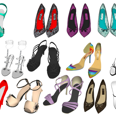  现代女士鞋su模型 