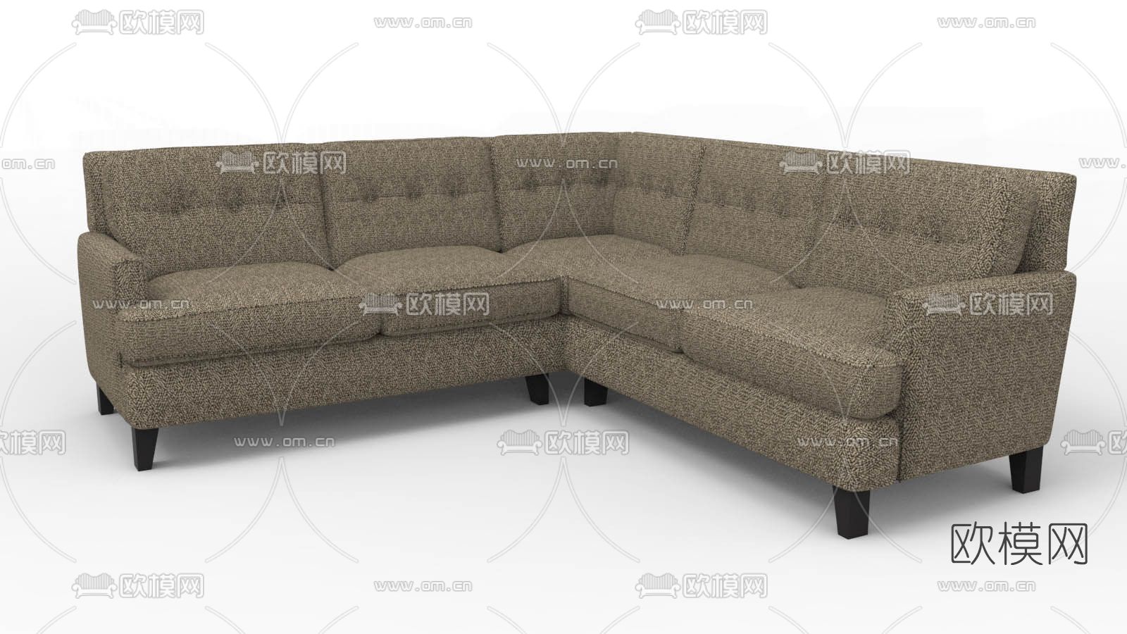 现代布艺转角多人沙发免费3d模型下载