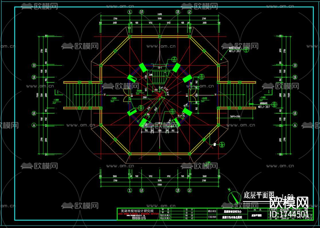古塔建筑cad施工图下载（渲染图4）