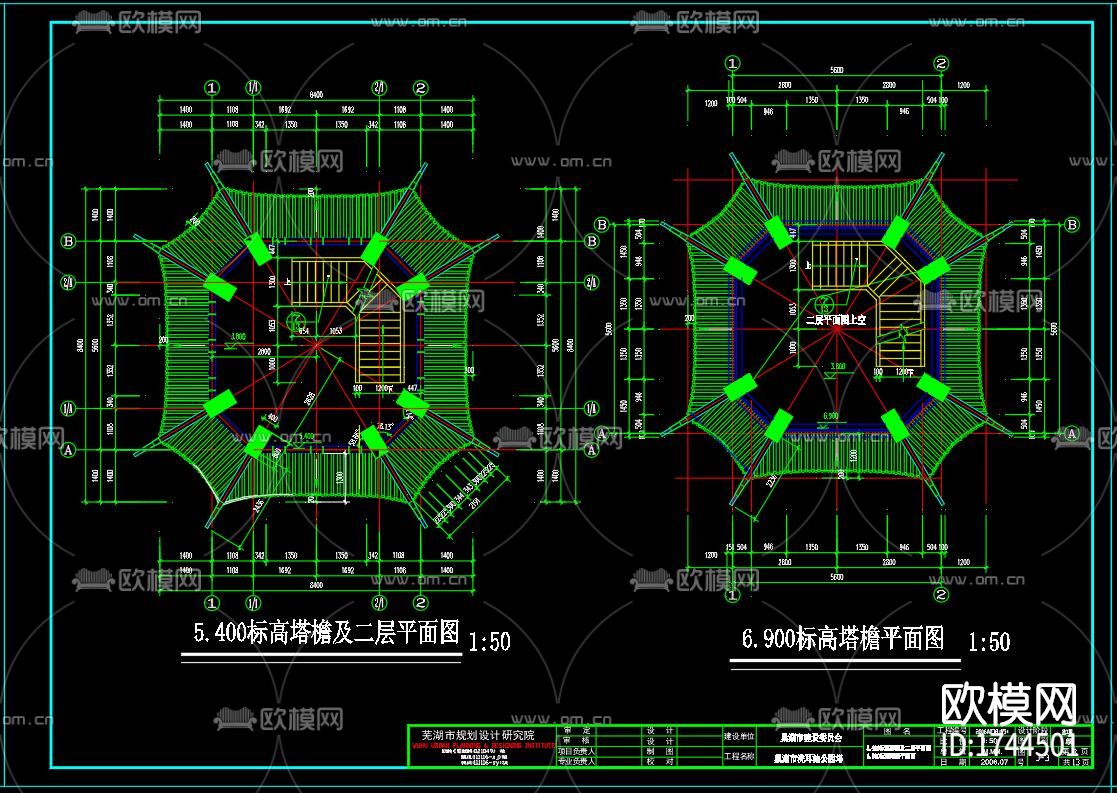 古塔建筑cad施工图下载（渲染图6）