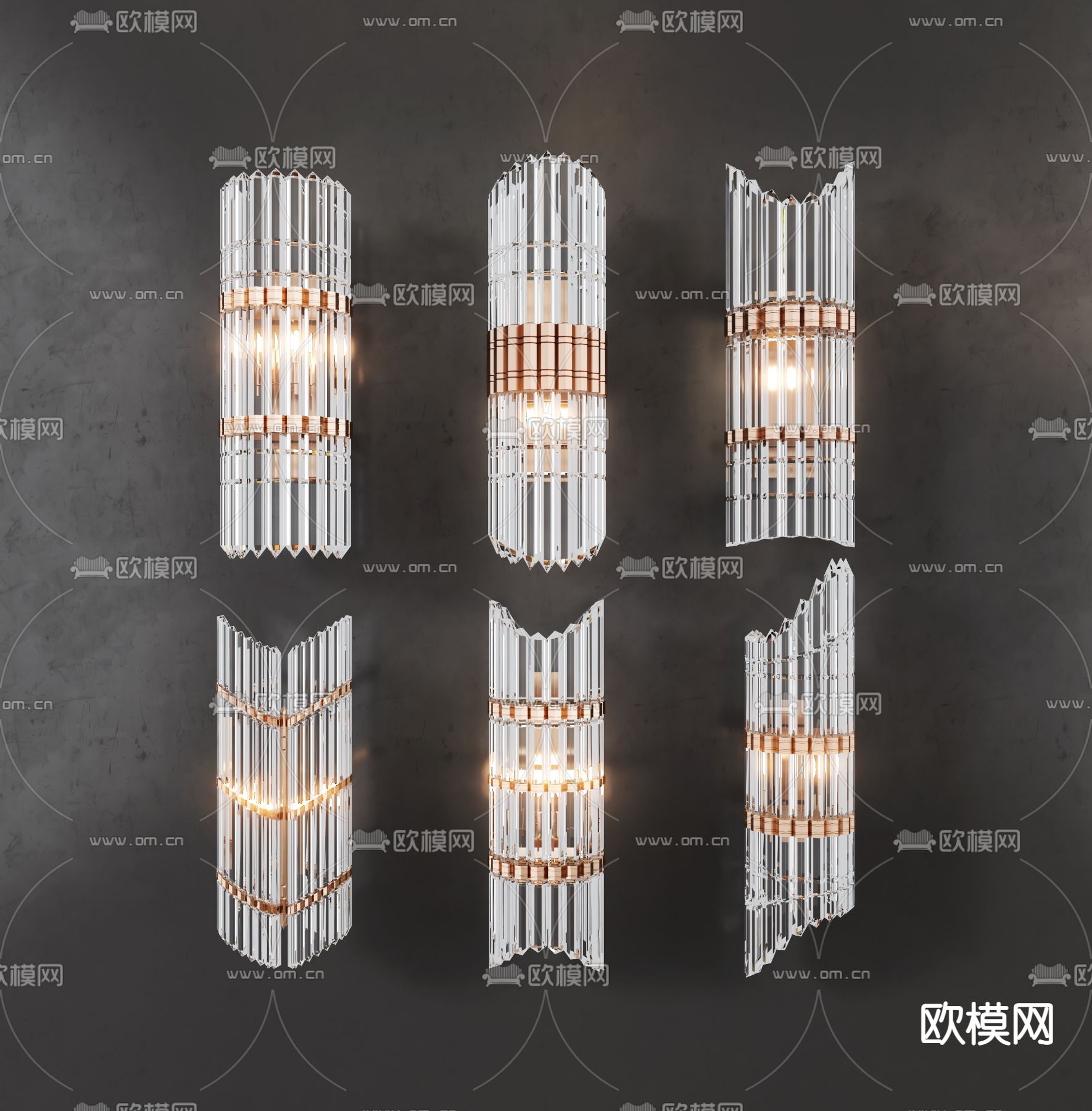 现代水晶壁灯3d模型