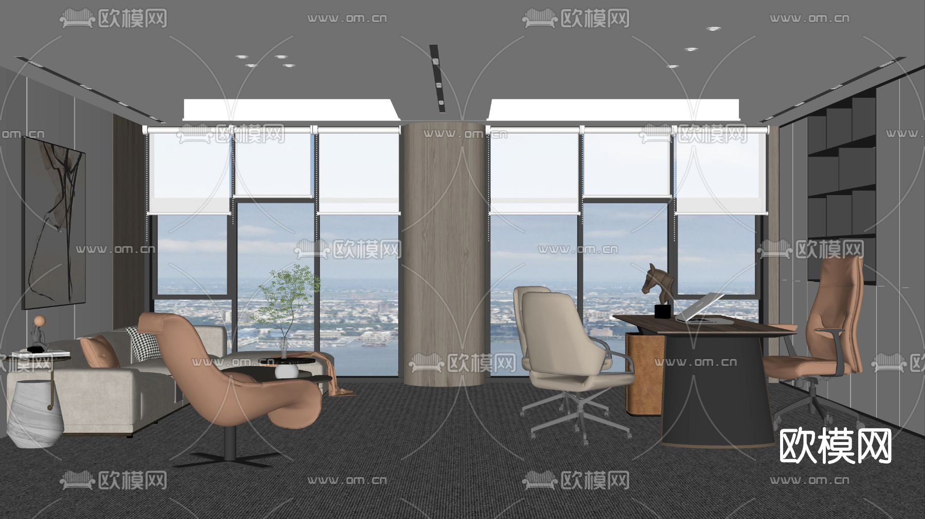 现代经理办公室su模型