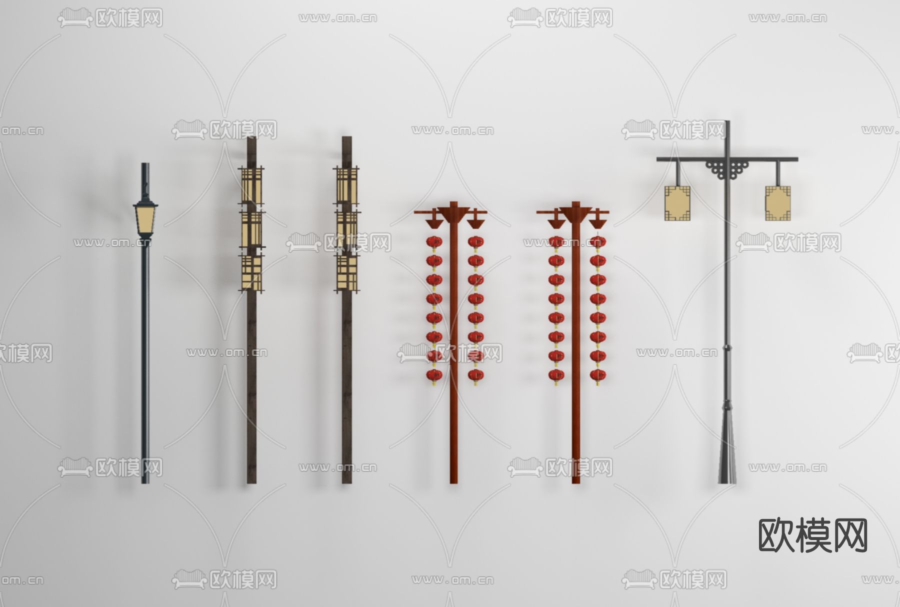 中式户外灯免费3d模型下载