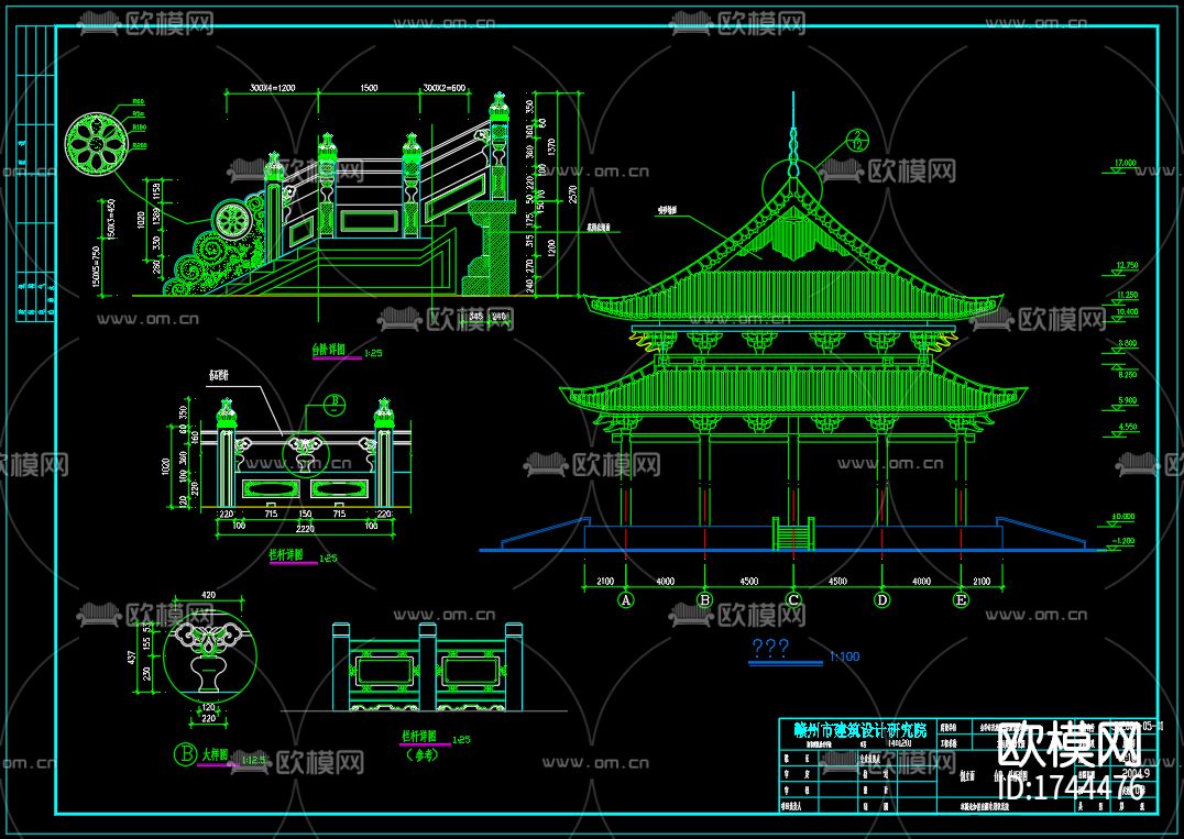 古殿建筑cad施工图下载（渲染图7）